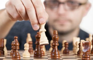 Man is playing chess