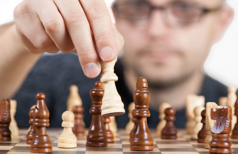 Man is playing chess