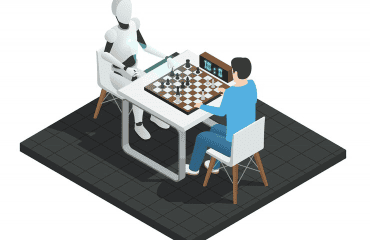 Man Playing Chess with Robot