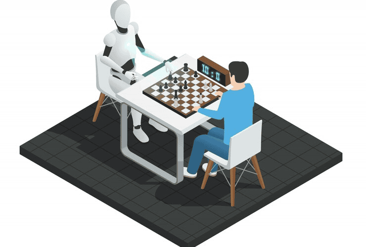 Man Playing Chess with Robot